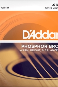 D'addario EJ15 Extra Light Gauge Phospher Bronze Guitar Strings, .10-.47