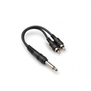 Hosa YPR124 Y-Cable, Mono 1/4" to 2 RCA Male