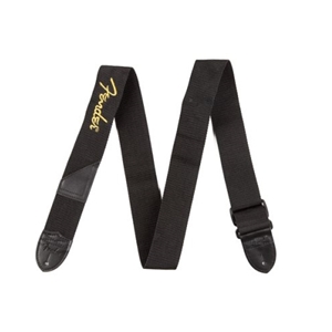 Fender® 2" Black Polyester Strap with Yellow Logo