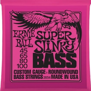 Ernie Ball Super Slinky Bass Guitar Strings, 45-100