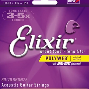 Elixir Light Gauge Polyweb 80/20 Bronze Guitar Strings