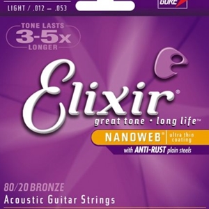 Elixir Light Gauge Nanoweb 80/20 Bronze Guitar Strings