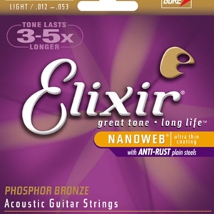 Elixir Light Gauge Nanoweb Phospher Bronze Guitar Strings