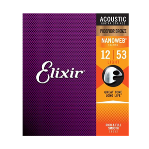 Elixir Light Phosphor Bronze Acoustic Guitar Strings w/Nanoweb Coating