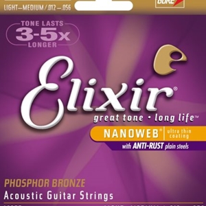 Elixir Light-Medium Gauge Nanoweb Phospher Bronze Guitar Strings