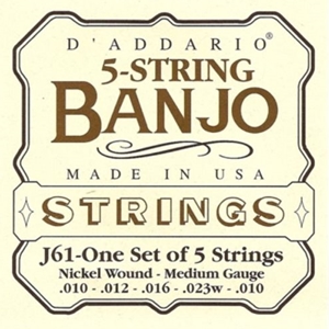 D'addario J61 Medium Gauge 5 String Nickel Wound Banjo Strings