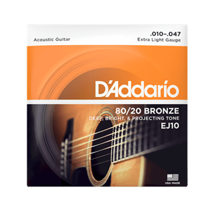 D'Addario EJ10 80/20 Bronze Extra Light Acoustic Guitar Strings