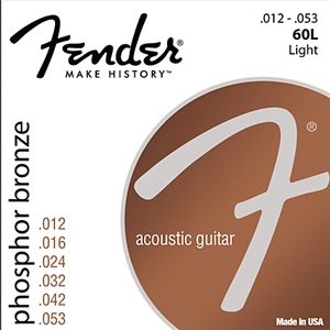 Fender 60L Light Gauge Phospher Bronze Guitar Strings, 12-53