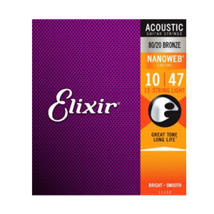 Elixir 12-String 80/20 Bronze Light Acoustic Guitar Strings w/Nanoweb Coating