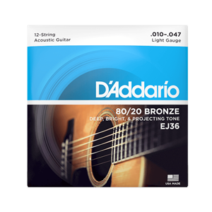 D'Addario EJ36 12-String 80/20 Bronze Light Acoustic Guitar Strings