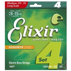 Elixir 14077 Medium Gauge Nanoweb Long Scale Bass Strings