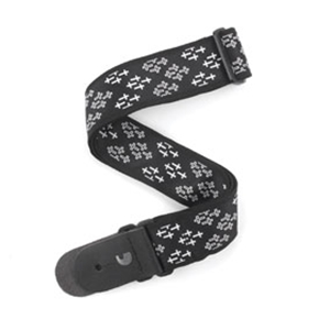 D'addario Cross Print Black and White Guitar Strap