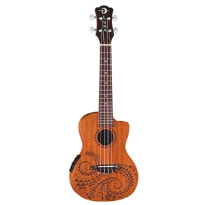 Luna Tattoo Mahogany Concert Ukulele with Preamp and Gig bag