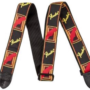 Fender® 2" Monogrammed Guitar Strap in Black/Yellow/Red