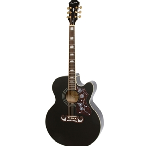 Epiphone Jumbo Acoustic-Electric Solid Top in Black with Gold Hardware