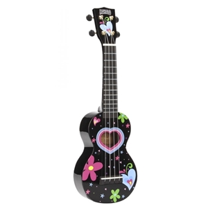 Mahalo Art Series Soprano Ukulele, Black with Heart