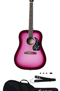 Player Pack Starling Hot Pink Pearl Acoustic Guitar with strap, gig bag, picks and tuner