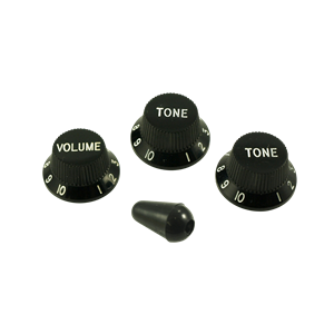 WD Stratocaster/UFO Style Knob and Switch Tip Set Metric - Black