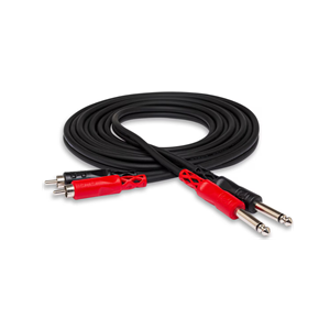 Hosa Stereo Interconnect, Dual 1/4 in TS to Dual RCA 1m