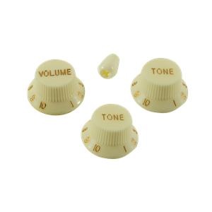 WD Stratocaster/UFO Style Knob Set Parchment w/ Matching Tip