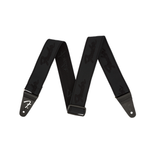 Fender WeighLess Running Logo Guitar/Bass Strap - Black