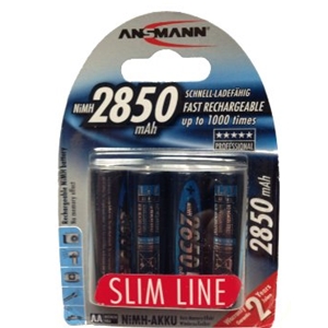 Ansmann AA 2850 mah 4 Pack Slimline Version Rechargable Batteries