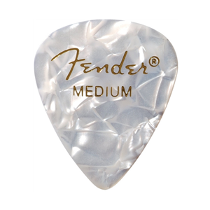 Fender Premium Celluloid Picks, Medium 351 Shape - White Moto