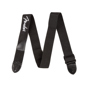 Fender Logo Guitar/Bass Strap - Black with White Logo