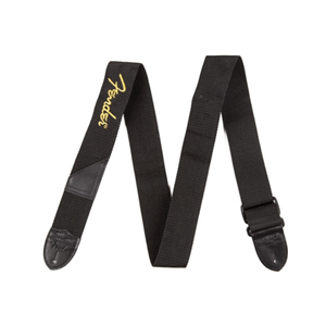 Fender Logo Guitar/Bass Strap - Black with Yellow Logo