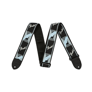 Fender Monogrammed Guitar/Bass Strap - Black/Light Grey/Blue