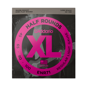 D'Addario Regular Light Long Scale Bass Strings - Semi-Flat Wound